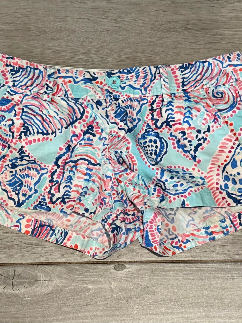 Lilly Pulitzer Turquoise Pink Navy Printed Cotton Shorts